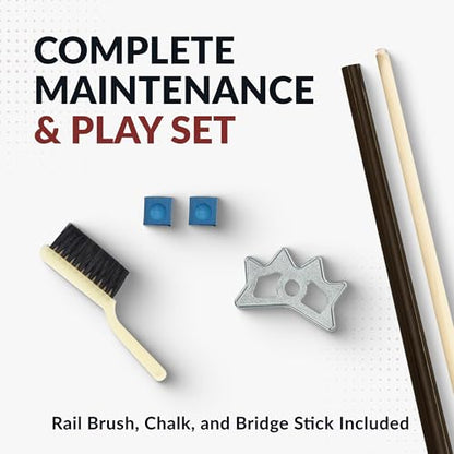 Hathaway Pool Table Accessories Kit - Pool Sticks Set of 2, 16 Billiard Balls, Pool Rack Triangle, Brush, Chalk, & Bridge Stick with Aluminum Head - Billiards Accessories for Gameplay