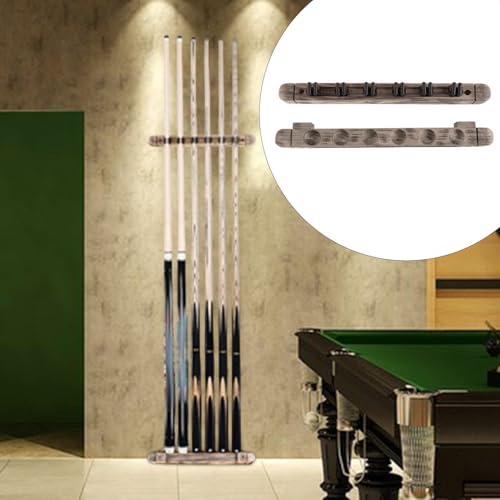predolo 6 Hole Pool Cue Rack for Billiard Sticks Wall Mounted Holder, Gray