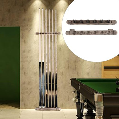 predolo 6 Hole Pool Cue Rack for Billiard Sticks Wall Mounted Holder, Gray