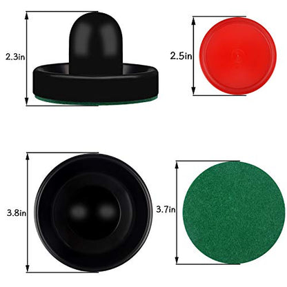 ONE250 Air Hockey Pushers and Red Air Hockey Pucks, Goal Handles Paddles Replacement Accessories for Game Tables (4 Striker, 4 Puck Pack) - color: Black