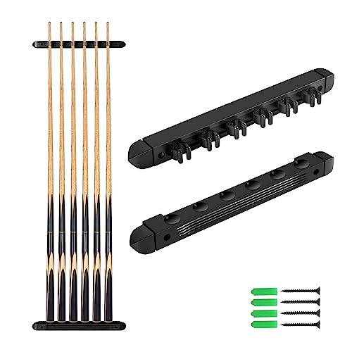 Moyan Super Pool Cue and Billiard Wall Rack - Wall Mounted Cue Holder (Black / 6 Cues) - color: Black, size: 6 Cues Holder