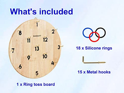 SUNGIFT Hook Ring Toss Game for Adults & Kids - Yard Hooky Ring Tossing Games - Hookie Wall Game Indoor & Outdoor Family Fun - Home, Party, Office, Camping & Backyard Games - style: Giant 20"