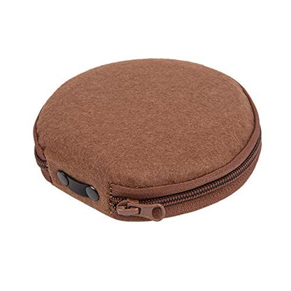 ELEZAY Small CD Case Round Felt 20 Capacity CDs Storage Wallet DVD Disc Holder,Brown - color: B-Brown
