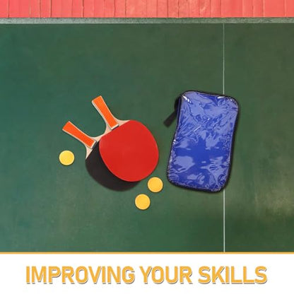 GARVALON Table Tennis Paddle Set with 2 Paddles and 3 Balls, Portable Ping Pong Training Gear Kit with Storage Case for Indoor and Outdoor Play