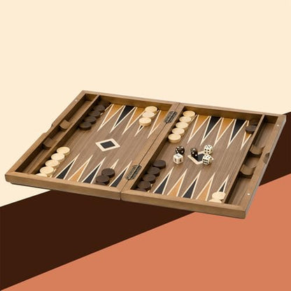 GSE Games & Sports Expert Premium Wooden Folding Inlay Backgammon Board Set, Classic Traditional Strategy Board Games (Star- 17 Inches) - color: Wood-star, size: Medium