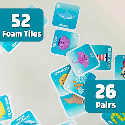 Chuckle & Roar Bath Matching Memory Game for Kids Ages 3+ – Water-Safe Foam Alphabet Matching Game for Toddlers, Bathtub & Pool Learning Fun - color: Bath Matching