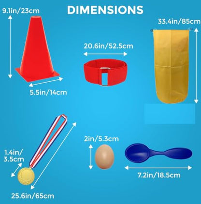 CircleCraft 53 Pcs Outdoor Games for Kids & Adults – Field Day & Lawn Carnival Games | Ring Toss, Bean Bag, Potato Sack Race Bags, Egg Spoon, Relay Race & Yard Game for Christmas and Easter