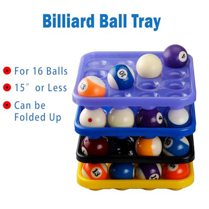 Standard Pool Billiard Ball Tray for 16 Balls, 2 1/4-Inch Black Plastic Pool Ball Carrying Tray for Billiard Pool Table - color: 01
