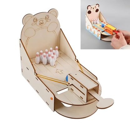 Creative Wooden Desktop Bowling Toy Interactive STEM Set for Science Discovery and Education Learning Activity ' s Wooden Bowling Game