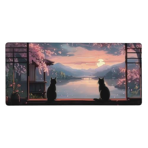 Large Extended Gaming Mouse Pad with Stitched Edges, (35.4X15.7In) Durable Non-Slip Natural Rubber Base, Waterproof Computer Keyboard Pad Mat for Esports Pros/Gamer/Desktop/Office/Home (D) - color: D