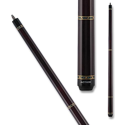 Action VAL24 Value Series Pool Cue - 58" Cue - Hard Maple Shaft with 13mm Boar Skin Tip - Dark Chocolate with Silver Rings - size: 18oz