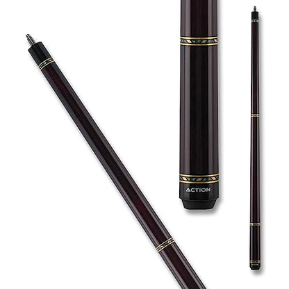 Action VAL24 Value Series Pool Cue - 58" Cue - Hard Maple Shaft with 13mm Boar Skin Tip - Dark Chocolate with Silver Rings - size: 20oz