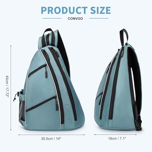 Pickleball Bag for Women Men, Adjustable Pickleball Backpack, 2 in 1 Sports Sling Bag for Pickleball Tennis - color: Blue Grey