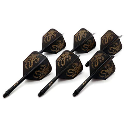 CUESOUL 6 Pieces ROST Integrated Dart Shaft and Flights - color: Shaft Length 28mm-Big Wing Shape-Black Dragon