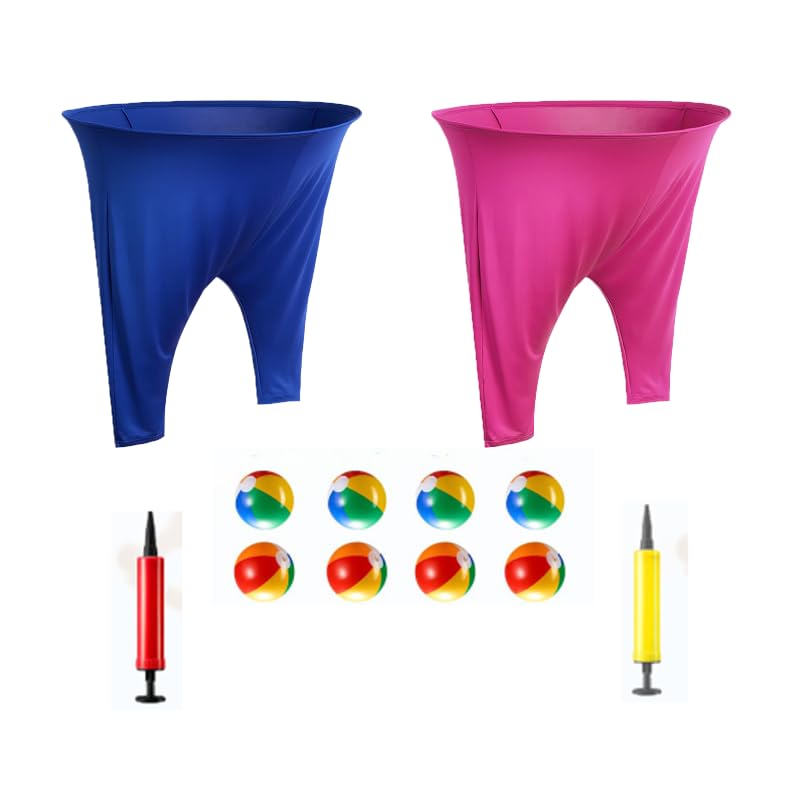 Granny Pants Yard Game, 8/16 Elastic Balls+Pump, Backyard Parties and Field Day，Tailgate & Backyard Lawn Games for BBQ, Camping, Team Building Events - color: PINK+BLUE