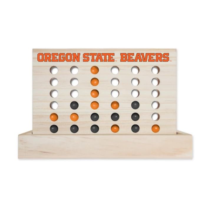 Rico Industries NCAA Mini Travel Team 4 in A Row Mini Game- Wooden, Team Colors, 5.5" x 8" (Oregon State) - style: Oregon State