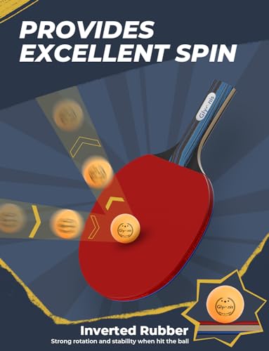 Glymnis Ping Pong Paddles Set Table Tennis Rackets with Balls, Storage Case for Indoor Outdoor Table Tennis Paddle Game Accessories - style: 4 Paddles+8 Balls