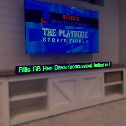 The Playbook LED Sports Ticker Sign | Live Scoreboard | for Man Caves, Offices and Businesses | Custom Selection Feed (Mobile App), 78" Length - size: 78" Length, style: Custom Selection Feed (Mobile App)