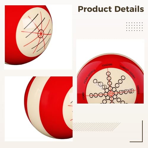 Billiard Training Cue Ball, Double Sided for Professional Snooker Pool Spin Control Practice, 2.25 in（5.72 cm） Phenolic Resin Aiming Aid for Mastering Shot Accuracy and English