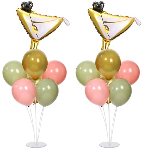 Martini Birthday Party Balloons Stand Kit 2 Sets With 2 Martini Glass Ball Foil Balloons Centerpiece for Tables for Women Girls Birthday Baby Bridal Shower Bachelorette Wedding Decorations - style: Martini