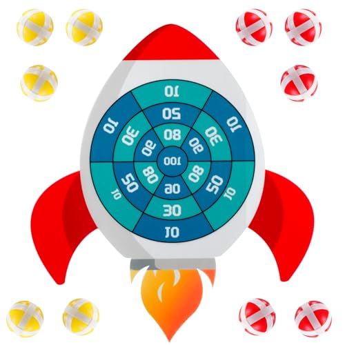 Dart Board for Kids & Adults - Space Themed Party Decor with 10 Balls,Outdoor Indoor Games Toys for Family,Rocket Ship Birthday Party Decorations for Boys Girls (23.2x20.5in)