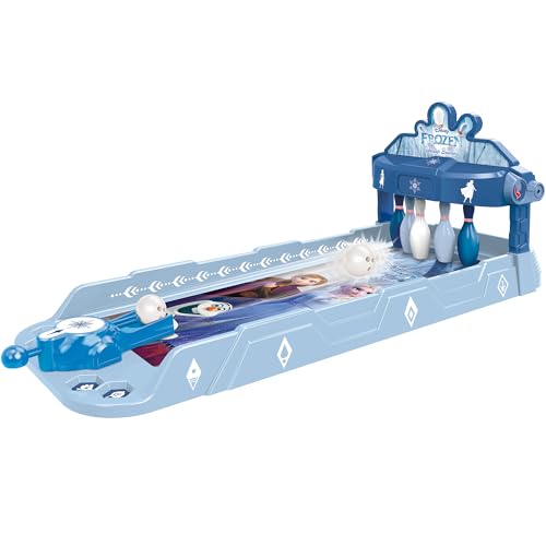 Disney Frozen Elsa and Anna Tabletop Bowling Game – Spring Launcher, Auto-Reset Pins, Disney Arcade Style – Mini Games for Kids & Adults - Ages 6+