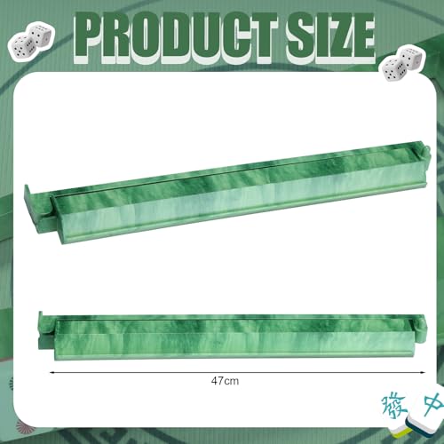 4 Pcs 18.7 Inch Acrylic Mahjong Tile Racks with Pushers for Game Night American Mahjong Racks Tile Set for Mah Jong Lovers and Beginners (Green Agate) - color: Green Agate