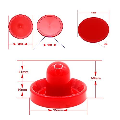 Air Hockey Paddles and Pucks, Goal Handles Replacement Accessories for Game Tables (4 Striker 96mm with Pads, 8 Pucks 64mm Thick and Thin)