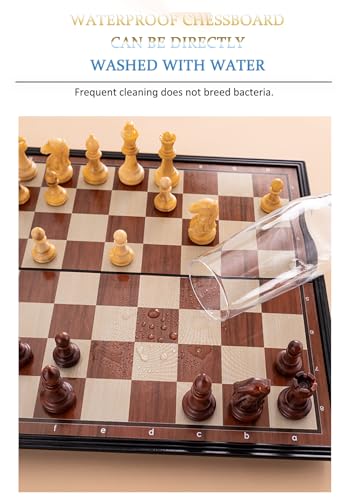 Chess Sets Magnetic Board Games - 9.5 Inches Travel Chess Set for Teenager & Adults, Wooden-Style Folding Portable Chess Gifts Classic 2-Player Strategy Family Game for Beginner and Professional - color: Wooden-style, style: Small / 9.5Inch
