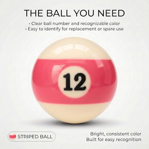 KONLLEN Single Replacement Pool Ball – 2-1/4" Regulation Size & Weight Billiard Ball Made of Phenolic Resin (Choose 1–15 or Cue Ball) - color: #12
