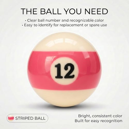 KONLLEN Single Replacement Pool Ball – 2-1/4" Regulation Size & Weight Billiard Ball Made of Phenolic Resin (Choose 1–15 or Cue Ball) - color: #12