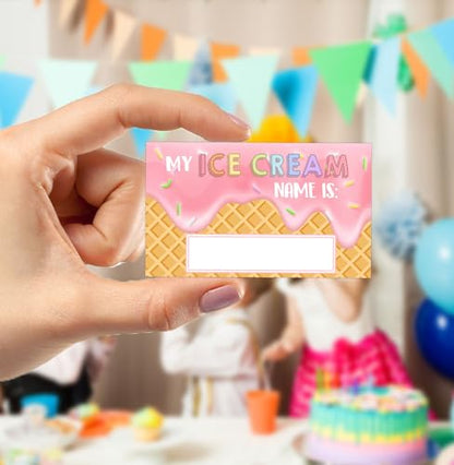 What's Your Ice Cream Name, Ice Cream Decorations for Birthday Party, 30PCS Sticker Name Cards for Birthday Party Supply - style: Icecream