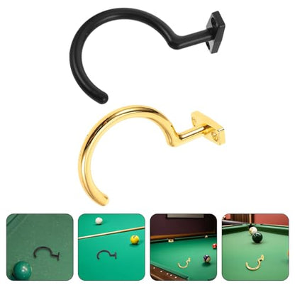 POPETPOP Wall Mounted Billiard Cue Holder Hooks 4pcs Metal Pool Stick Rack Clips for Pool Table Storage and Snooker Cue Organization in Gold and Black