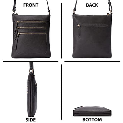 Solene Crossbody Bag Functional Multi Pocket Messenger Purse Top Zip Closure Shoulder Handbag With Adjustable Strap - color: Charcoal Grey