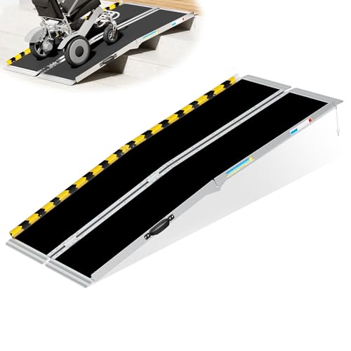 6ft Wheelchair Ramps for Home Steps, Non-Slip Aluminum Threshold Ramp, Foldable Handica Ramp for Wheelchairs in Home, Entry, Shed, Doorway, Curb, Stairs - size: 6FT Using Height 6"-18"