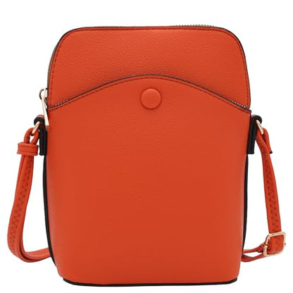 Solene Small Crossbody Bag with Gold Hardware, Mini Shoulder Purse with Adjustable Strap - color: Burnt Orange
