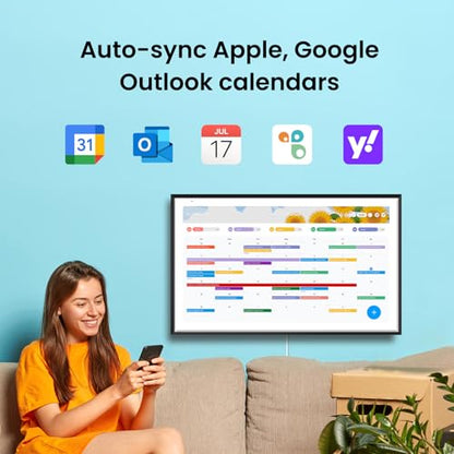 Apolosign 27-inch Digital Calendar & Smart Family Wall Planner, No Subscription, Calendar & Dashboard Dual-Mode System, Shared Touchscreen Display with Calendar Sync, Chore Charts & Family Scheduling Hub, Wall Mount Included (Black) - color: Black