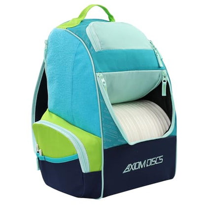 Axiom Discs Shuttle Disc Golf Backpack Bag (Choose Your Style and Color) - color: Mint/Dark Aqua, style: With Velcro Side Panel