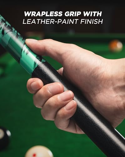 Pool Cue Stick Set of 2, 58-inch Green Billiard Cue with 12.5mm Leather Tip, 18 Joints & Black Ferrules for Professional Play, Green 21oz and Pink 18oz