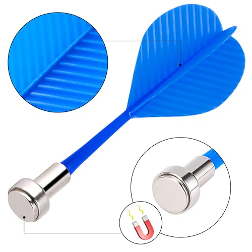 HELLO PAPAYA 12Pcs Magnetic Darts Accessories for Magnet Dart Board,4 Colorful Safe Plastic Darts Replacement Dart,for Kids Adults Target Game Toys