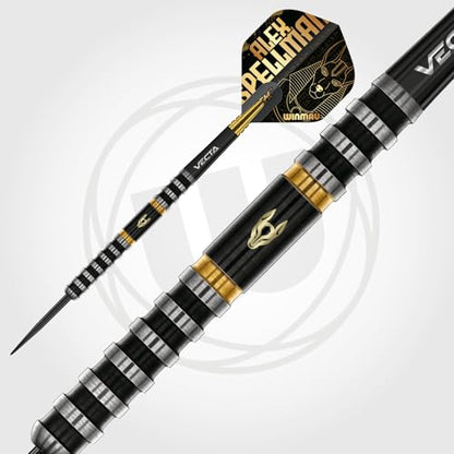 Winmau Professional Player - Alex Spellman Series - 90% Tungsten Darts Set with Dart Flights and Dart Shafts (Stems) - Available in Soft Tip 18g Barrel/20g Full Weight and Darts Metal Tip 22g & 24g - size: 22G - Steel Tip