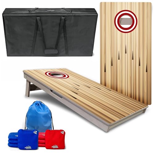 Cornhole Solutions PRO Tournament Cornhole Bundle – Regulation 4 ft x 2 ft Professional Set – ¾″ Baltic Birch Plywood – Folding Legs – UV Printed & Clear Coated - color: Bowling