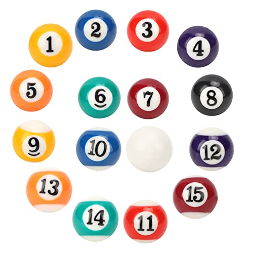16Pcs Mini Pool Balls, 0.98in Mini Billiard Balls Set Polyester Resin, Lightweight Pool Table Accessories for Game Rooms, Bars, Sports Recreational Games