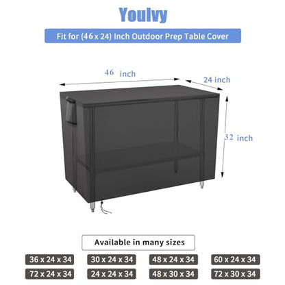 Outdoor Prep Table Cover - Heavy Duty Waterproof Fadeproof UV Resistant Cover for PC3404S Rolling Dining Table Compatible with 46 inch Outdoor UtilityCart - 46 x 24 x 32 Inch - size: 46" x 24" x 32"