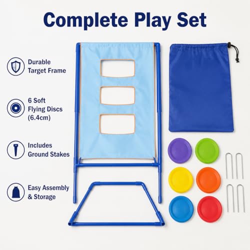 Disc Toss Game, Outdoor for Beach Adults, Portable Metal Frame for Tailgate Family Entertainment - style: 6 soft frisbees (6.4CM) + targ