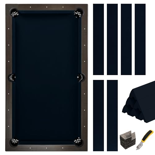 Pool Table Felt and Bumper Kit Felt for Billiard Cloth with Pool Table Bumpers and Cushions Facing, 6 Pcs Cloth Strips and Staple Remover - color: Navy, size: 8.5FT Over Size + 48'' Bumpers