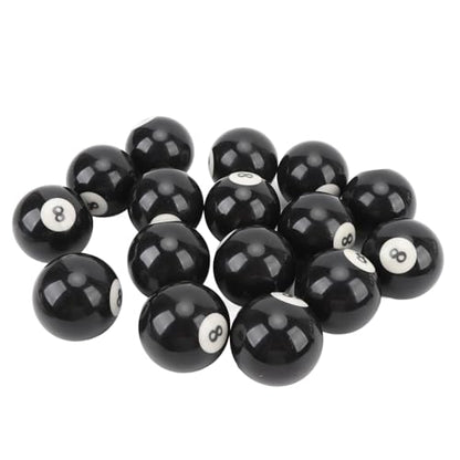 Keenso Billiard Black Eight Ball Set, 16 Pcs 2.3 Inch Pool Eight Ball Resin Billiard 8 Balls