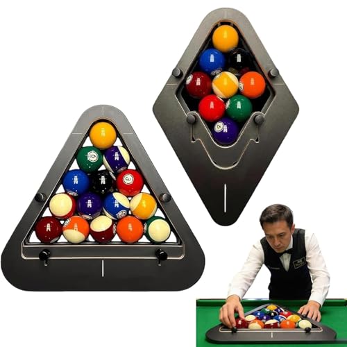 Professional Billiard Rack System, Heavy Duty Solid Wood Triangle/Diamond Pool Ball Racks, Adjustable Solid Wood Triangle & Magic Rack for Standard Billiard Balls, Home/Bar/Club Use - size: A
