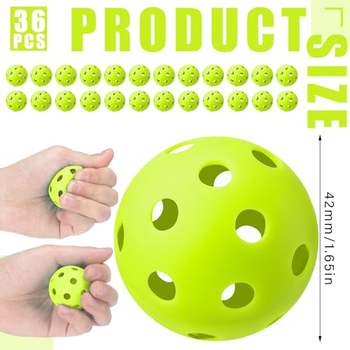 Lunmon 36 Pcs Practice Baseball 42mm Small Training Balls Plastic Hollow Softballs Golf Balls with a Drawstring Bag for Backyard Hitting Batting Training Indoor Outdoor Use - color: Green