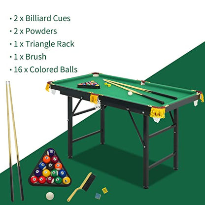 OLAKIDS Portable Folding Billiards Table with 2 Billiard Cues, Ball, Triangle Rack, Brush, Chalk, 47 Inch Game Pool Table for Kids Adults Family Office